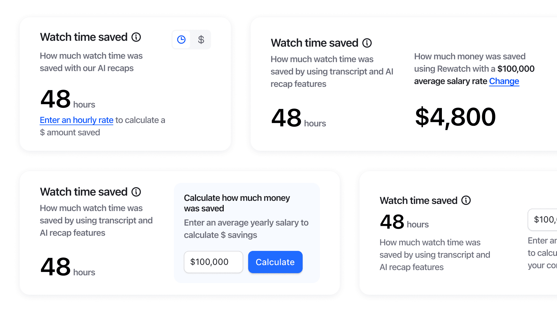 Design exploration for the ROI calculator component