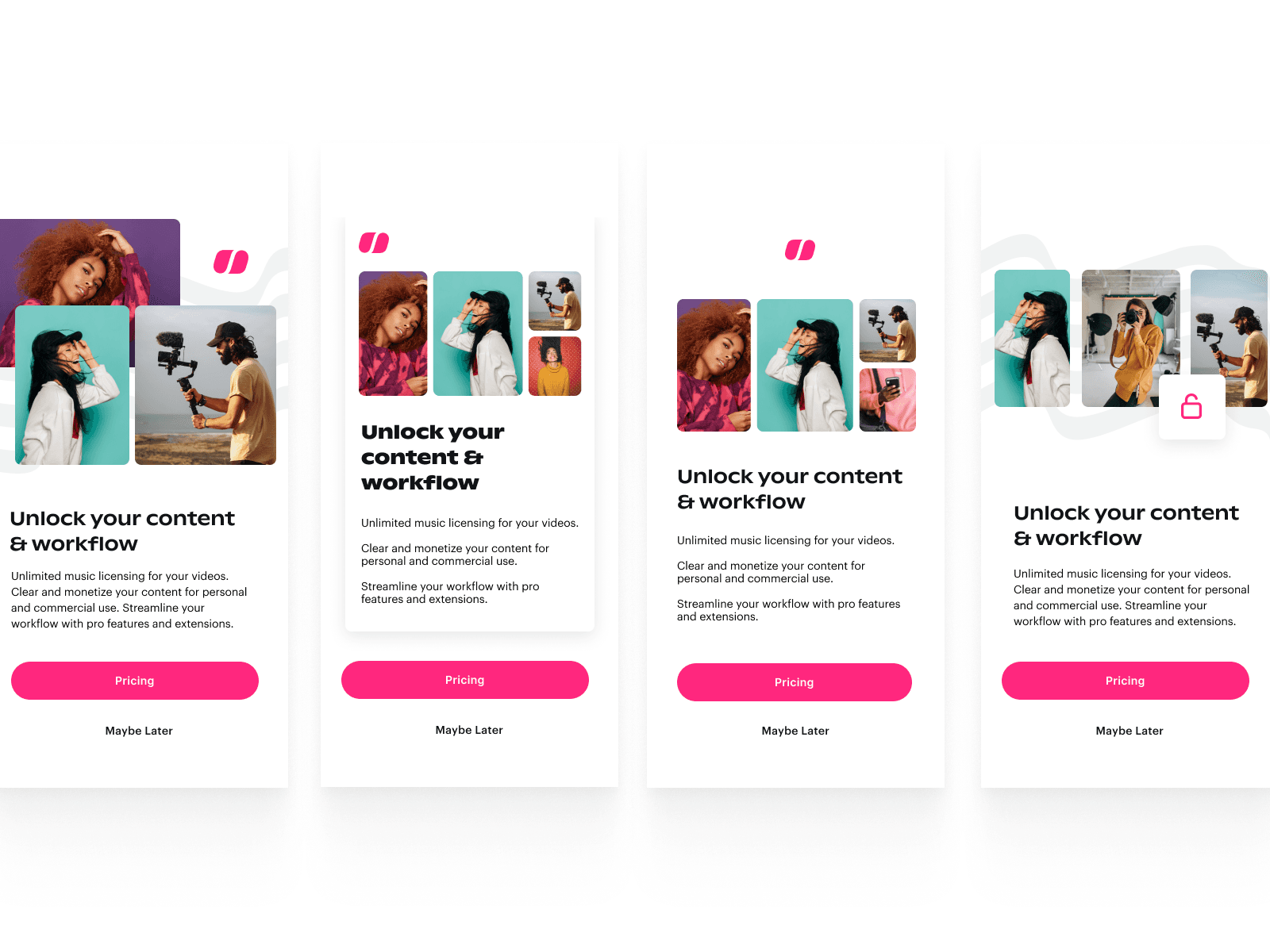 High-fidelity mockups for the upsell screen